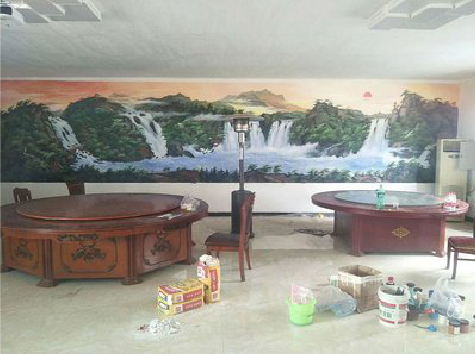  石泉墙绘-写实风景