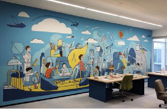  石泉办公室墙绘的特点。