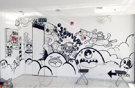  石泉手绘墙并非传统涂鸦。